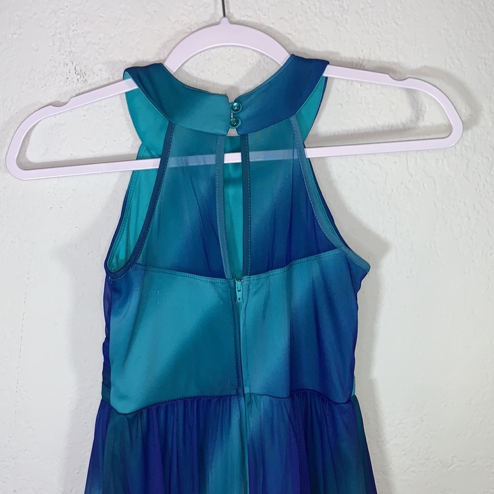 Poppies and Roses Girls Blue Rhinestone Hi-Low Special Occasion Dress Siz - Picture 6 of 9